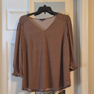 Adrianna Papell Brown Polka Dot Blouse